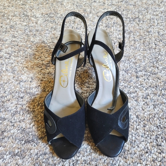 Celina Black Suede Small Heels Sandal shoes - Picture 1 of 7